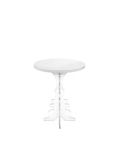 iPLEX Design - Maricla Tavolino Small Habitat Bianco Supremo in plexiglass e legno - Trasparente/ legno bianco - 36x42x36 cm