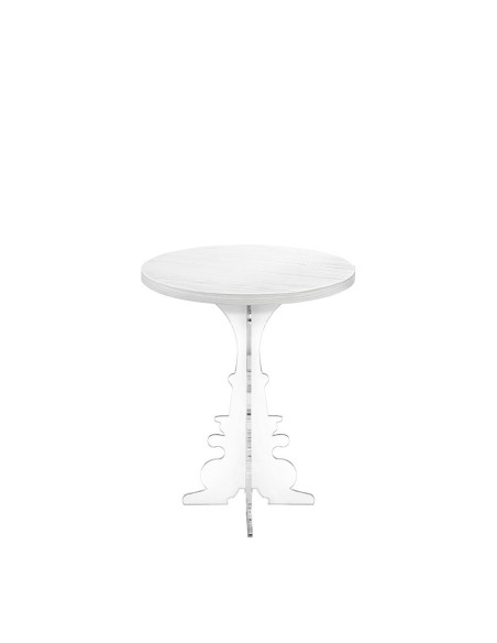 iPLEX Design - Maricla Tavolino Small Habitat Bianco Supremo in plexiglass e legno - Trasparente/ legno bianco - 36x42x36 cm