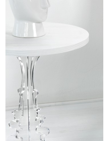 iPLEX Design - Maricla Tavolino Small Habitat Bianco Supremo in plexiglass e legno - Trasparente/ legno bianco - 36x42x36 cm