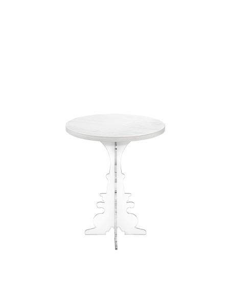 iPLEX Design - Maricla Tavolino Small Habitat Bianco Supremo in plexiglass e legno - Trasparente/ legno bianco - 36x42x36 cm