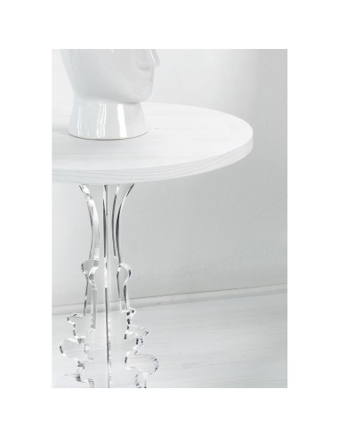 iPLEX Design - Maricla Tavolino Small Habitat Bianco Supremo in plexiglass e legno - Trasparente/ legno bianco - 36x42x36 cm