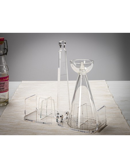 iPLEX - Bon Ton Portabicchieri da tavola in plexiglass PMMA Trasparente. Made in Italy - 21,5x10x21,5 cm