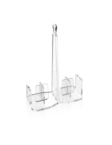 iPLEX - Bon Ton Portabicchieri da tavola in plexiglass PMMA Trasparente. Made in Italy - 21,5x10x21,5 cm