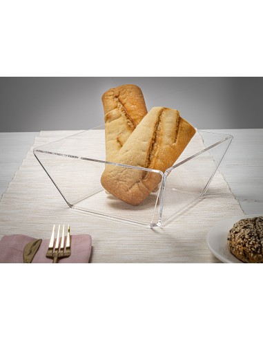 iPLEX - Bon Ton Cestino portapane da tavola in plexiglass PMMA Trasparente. Made in Italy - 22x8,6x22 cm