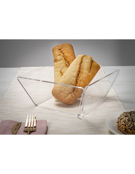 iPLEX - Bon Ton Cestino portapane da tavola in plexiglass PMMA Trasparente. Made in Italy - 22x8,6x22 cm