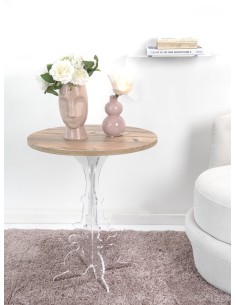iPLEX Design - Maricla Tavolino Medium Habitat Rovere in plexiglass e legno - Trasparente/legno - 52x60x52 cm 2