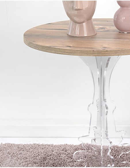 iPLEX Design - Maricla Tavolino Medium Habitat Rovere in plexiglass e legno - Trasparente/legno - 52x60x52 cm