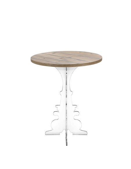 iPLEX Design - Maricla Tavolino Medium Habitat Rovere in plexiglass e legno - Trasparente/legno - 52x60x52 cm