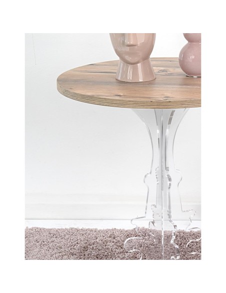 iPLEX Design - Maricla Tavolino Medium Habitat Rovere in plexiglass e legno - Trasparente/legno - 52x60x52 cm