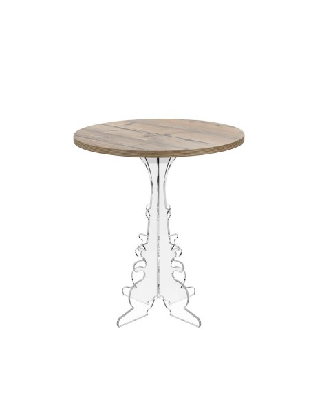 iPLEX Design - Maricla Tavolino Medium Habitat Rovere in plexiglass e legno - Trasparente/legno - 52x60x52 cm