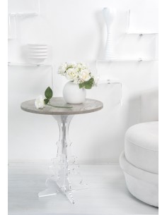 iPLEX Design - Maricla Tavolino Medium Habitat Grigio Atrium in plexiglass e legno - Trasparente/ legno grigio - 52x60x52 cm 2