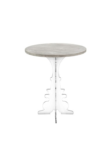 iPLEX Design - Maricla Tavolino Medium Habitat Grigio Atrium in plexiglass e legno - Trasparente/ legno grigio - 52x60x52 cm