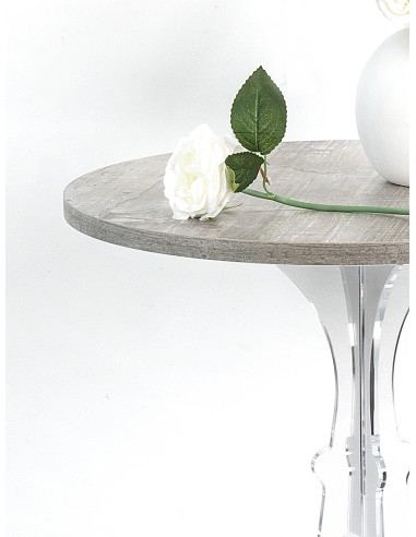iPLEX Design - Maricla Tavolino Medium Habitat Grigio Atrium in plexiglass e legno - Trasparente/ legno grigio - 52x60x52 cm