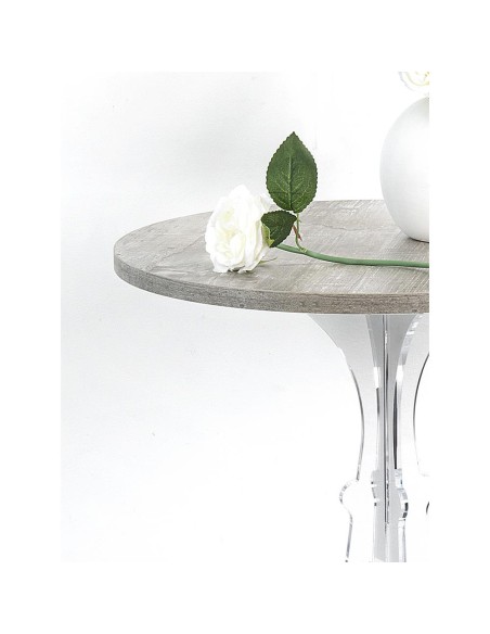 iPLEX Design - Maricla Tavolino Medium Habitat Grigio Atrium in plexiglass e legno - Trasparente/ legno grigio - 52x60x52 cm