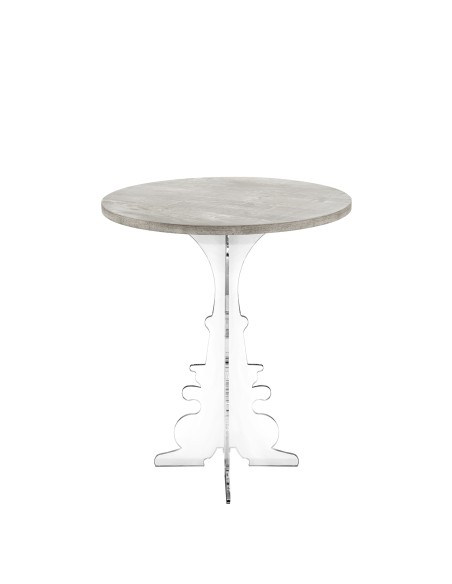 iPLEX Design - Maricla Tavolino Medium Habitat Grigio Atrium in plexiglass e legno - Trasparente/ legno grigio - 52x60x52 cm