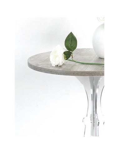 iPLEX Design - Maricla Tavolino Medium Habitat Grigio Atrium in plexiglass e legno - Trasparente/ legno grigio - 52x60x52 cm