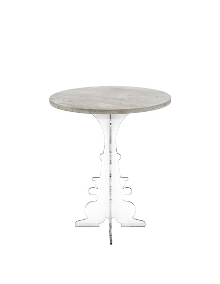 iPLEX Design - Maricla Tavolino Medium Habitat Grigio Atrium in plexiglass e legno - Trasparente/ legno grigio - 52x60x52 cm