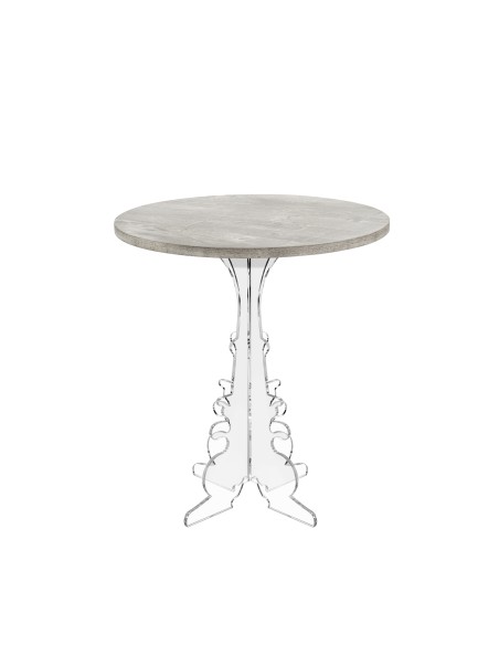 iPLEX Design - Maricla Tavolino Medium Habitat Grigio Atrium in plexiglass e legno - Trasparente/ legno grigio - 52x60x52 cm