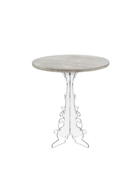 iPLEX Design - Maricla Tavolino Medium Habitat Grigio Atrium in plexiglass e legno - Trasparente/ legno grigio - 52x60x52 cm