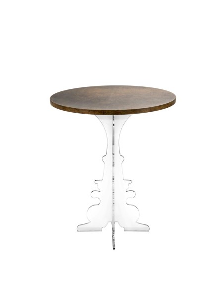 iPLEX Design - Maricla Tavolino Medium Habitat Corten in plexiglass e legno - Trasparente/ legno corten - 52x60x52 cm
