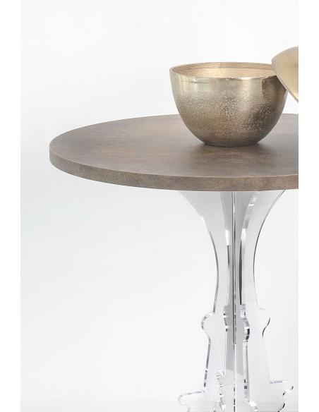 iPLEX Design - Maricla Tavolino Medium Habitat Corten in plexiglass e legno - Trasparente/ legno corten - 52x60x52 cm