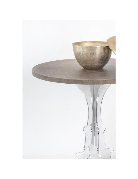 iPLEX Design - Maricla Tavolino Medium Habitat Corten in plexiglass e legno - Trasparente/ legno corten - 52x60x52 cm