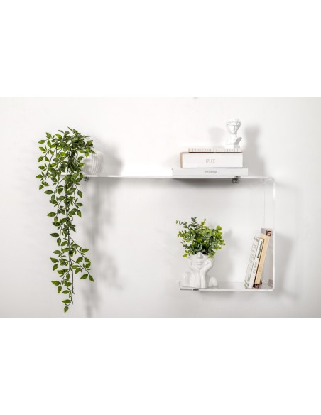 iPLEX Design - J Right Mensola Trasparente in plexiglass - 80x40x17,5 cm