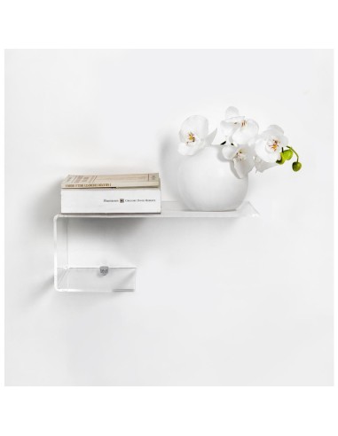 iPLEX Design - J Left Mensola Trasparente in plexiglass - 80x40x17,5 cm
