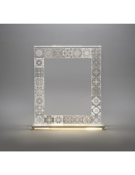 iPLEX Design - Hyde Portafoto Doppio Trasparente Luminoso con decorazioni maioliche in plexiglass - silver - 24x30,5x5 cm