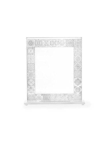 iPLEX Design - Hyde Portafoto Doppio Trasparente Luminoso con decorazioni maioliche in plexiglass - silver - 29,5x36,5x5 cm