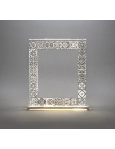 iPLEX Design - Hyde Portafoto Doppio Trasparente Luminoso con decorazioni maioliche in plexiglass - silver - 29,5x36,5x5 cm