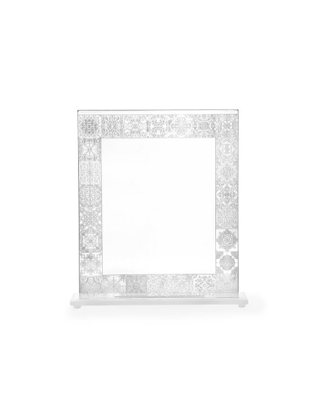 iPLEX Design - Hyde Portafoto Doppio Trasparente Luminoso con decorazioni maioliche in plexiglass - silver - 29,5x36,5x5 cm