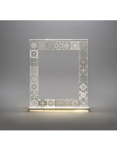 iPLEX Design - Hyde Portafoto Doppio Trasparente Luminoso con decorazioni maioliche in plexiglass - silver - 29,5x36,5x5 cm