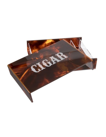iPLEX Design - Humidor Portasigari Tartarugato in plexiglass - 27x5x21 cm