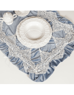 Coccole di Casa - Runner Vell. Polvere Con Vol. E Pizzo 45X140 cm