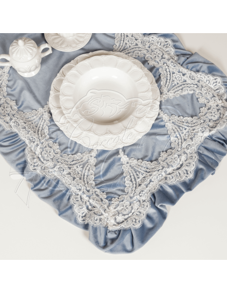 Coccole di Casa - Runner Vell. Polvere Con Vol. E Pizzo 45X140 cm