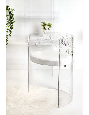 iPLEX Design Amala Trasparente - Trasparente+pelle bianca - 53,0x50/85,5x45,0 - 53,0x50/85,5x45,0 cm - 53x50x45 cm