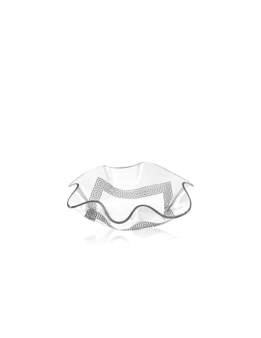 iPLEX Design - Flory Centrotavola Trasparente - Bianco Greek Deco Small in plexiglass - Trasparente/bianco - 17,5x5x17,5 cm