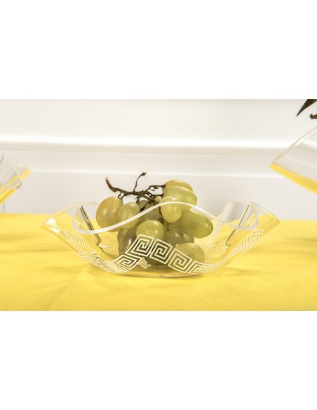 iPLEX Design - Flory Centrotavola Trasparente - Bianco Greek Deco Small in plexiglass - Trasparente/bianco - 17,5x5x17,5 cm
