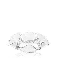 iPLEX Design - Flory Centrotavola Trasparente - Bianco Greek Deco Medium in plexiglass - Trasparente/bianco - 31,5x8,5x31,5 cm
