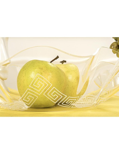 iPLEX Design - Flory Centrotavola Trasparente - Bianco Greek Deco Medium in plexiglass - Trasparente/bianco - 31,5x8,5x31,5 cm