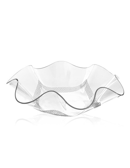 iPLEX Design - Flory Centrotavola Trasparente - Bianco Greek Deco Big in plexiglass - Trasparente/bianco - 43x12,5x43 cm