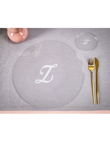 iPLEX Design - Serving Set Sottobicchiere / Sottopiatto Rotondo ""Z"" Trasp. in plexiglass - Trasparente - 33x0,6x33 cm