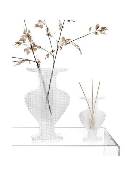 iPLEX Design - Etrusco Vaso Big Trasparente/Diamantato in plexiglass - 28x45x7 cm