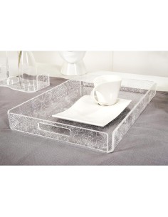 iPLEX Design - Etiquette Vassoio Piccolo Trasparente - Bianco in plexiglass - Trasparente/bianco - 33x4x23 cm 2