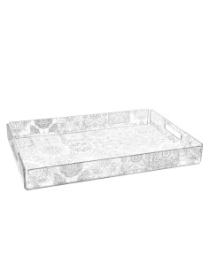 iPLEX Design - Etiquette Vassoio Grande Maiolica Trasparente - Bianco in plexiglass - Trasparente/bianco - 45,5x5x32 cm