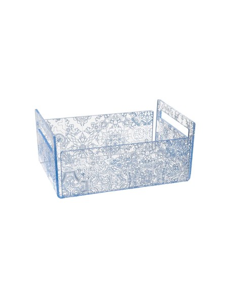 iPLEX Design - Etiquette Portafrutta Trasparente - Azzurro Maiolica Azulejos in plexiglass - Trasparente/azzurro - 21x13x29 cm