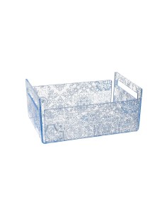 iPLEX Design - Etiquette Portafrutta Trasparente - Azzurro Maiolica Azulejos in plexiglass - Trasparente/azzurro - 21x13x29 cm