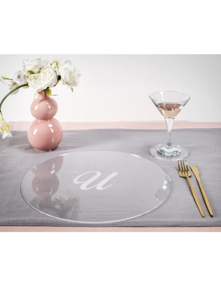 iPLEX Design - Serving Set Sottobicchiere / Sottopiatto Rotondo ""U"" Trasp. in plexiglass - Trasparente - 33x0,6x33 cm