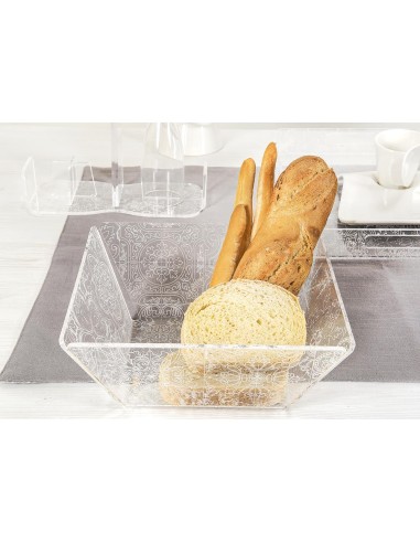 iPLEX Design - Etiquette Cestino Portapane Maiolica Trasparente - Bianco in plexiglass - Trasparente/bianco - 22x8,6x22 cm
